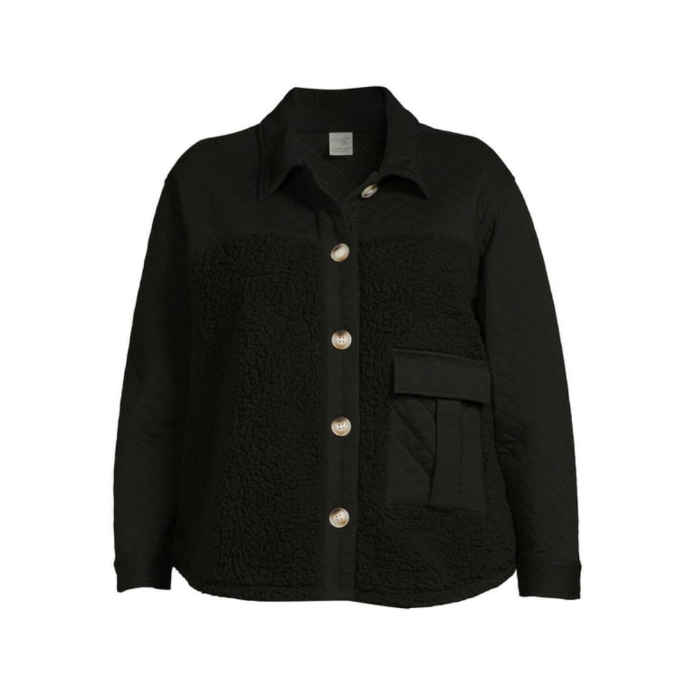 Terra & Sky Women's Plus Size Quilted Terry and Faux Sherpa
